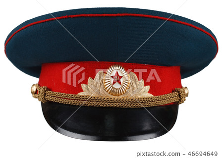 Soviet Army officer cap isolated on white Soviet Army officer cap isolated on white 46694649