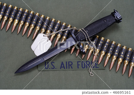 bayonet on US AIR FORCE uniform background bayonet on US AIR FORCE uniform background 46695161