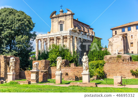 Temple of Antoninus and Faustina and Statues of the Vestals, Roman Forum, Italy 46695332