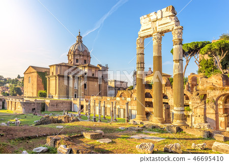 Ruins of the Caesar Forum and the Temple of Venus Genetrix in Rome, Italy 46695410
