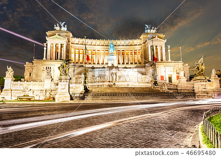 Vittoriano or Altar of the Fatherland, a monument built in honor of Victor Emmanuel, night view 46695480