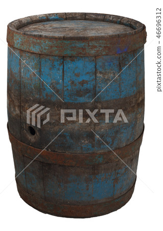 old rusty wooden barrel 46696312