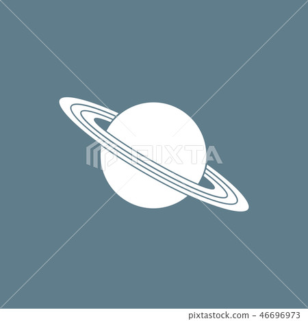 Vector icon planet Saturn with rings Astronomy. 46696973
