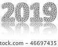 2019 digits composed of many soccer balls 46697435