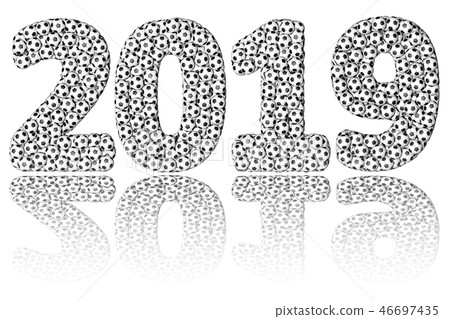 2019 digits composed of many soccer balls 46697435