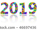 2019 digits composed of colorful lightbulbs 46697436