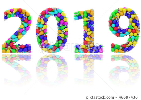 2019 digits composed of colorful lightbulbs 2019 digits composed of colorful lightbulbs 46697436