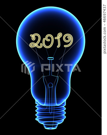 X-Ray lightbulb with sparkling 2019 digits inside 46697437