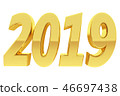 Gold 2019 digits with gradient reflections 46697438