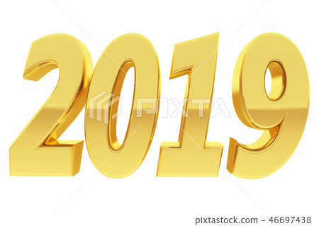 Gold 2019 digits with gradient reflections 46697438