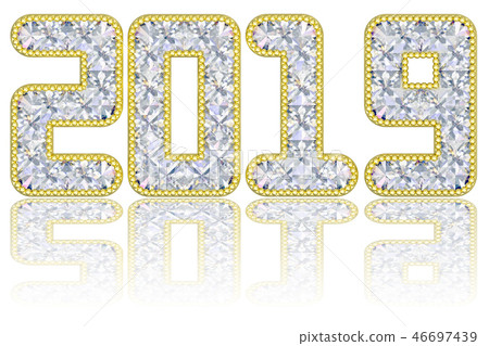 2019 digits composed of gems in golden rim 46697439