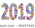 2019 digits composed of colorful glass flowers 46697440