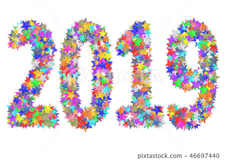 2019 digits composed of colorful glass flowers 46697440