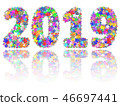 2019 digits composed of colorful glass flowers 46697441