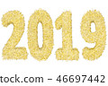 2019 digits composed of golden and silver stripes 46697442