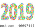 2019 digits composed of colorful glass flowers 46697445