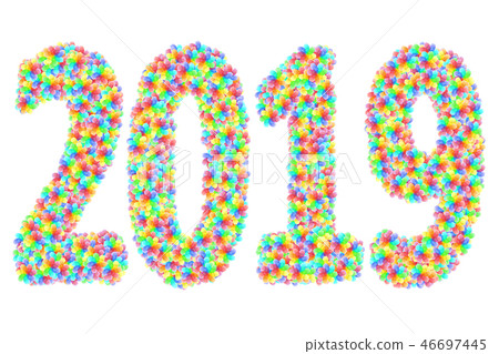 2019 digits composed of colorful glass flowers 2019 digits composed of colorful glass flowers 46697445