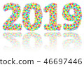 2019 digits composed of colorful glass flowers 46697446
