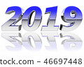 Chrome 2019 digits with color gradient reflections 46697448