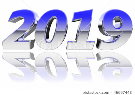 Chrome 2019 digits with color gradient reflections Chrome 2019 digits with color gradient reflections 46697448