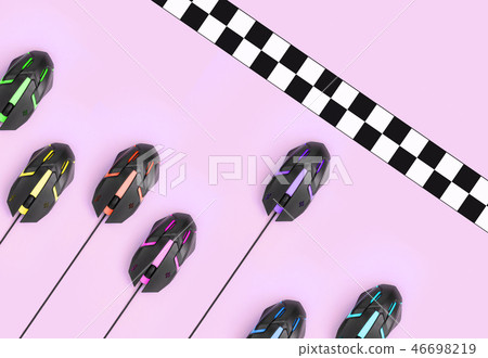 Sport race among computer mouses cross finish line Sport race among computer mouses cross finish line 46698219