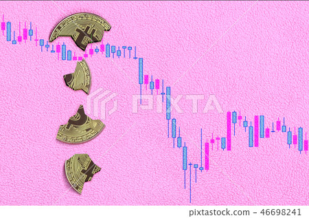 Broken bitcoin on a falling digital chart rate Broken bitcoin on a falling digital chart rate 46698241