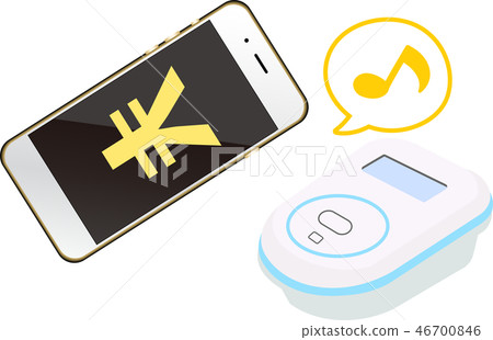 電子貨幣智能手機支付Osaifu-keitai例證 電子貨幣智能手機支付Osaifu-keitai例證 46700846