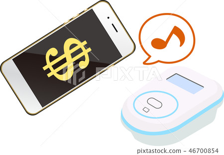 電子貨幣智能手機支付Osaifu-keitai例證 電子貨幣智能手機支付Osaifu-keitai例證 46700854