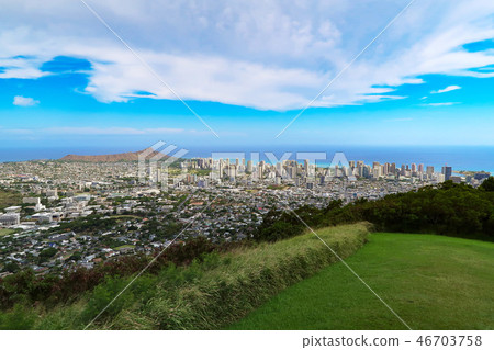 View from the hills of Tantalas, Hawaii 46703758