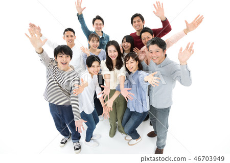 Casual Men and women 20's and 40's Slopes Hand spread Welcome High tension 46703949