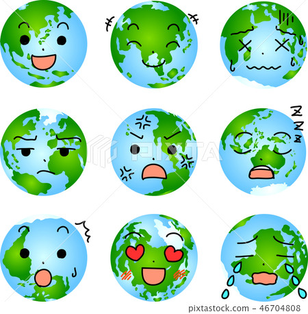 Earth icon face emotions cute expression... - Stock Illustration ...