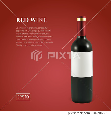 Photorealistic bottle of red wine on a red background Photorealistic bottle of red wine on a red background 46706668