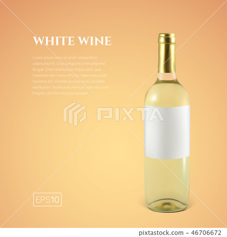 Photorealistic bottle of white wine on a yellow background Photorealistic bottle of white wine on a yellow background 46706672
