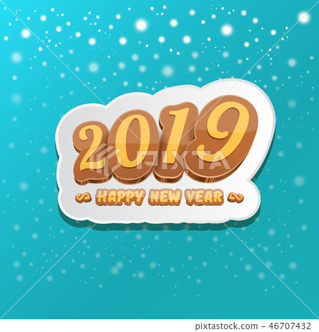 2019 Happy new year design background or greeting card with colorful numbers and greeting text 46707432