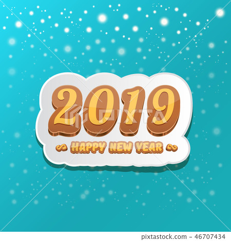 2019 Happy new year design background or greeting card with colorful numbers and greeting text 46707434