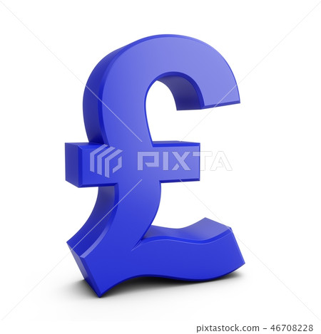 3D Rendering Blue Pound Sign isolated on white 46708228