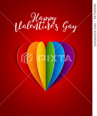 Vector Happy Valentines Day gay LGBT rainbow heart Vector Happy Valentines Day gay LGBT rainbow heart 46708996