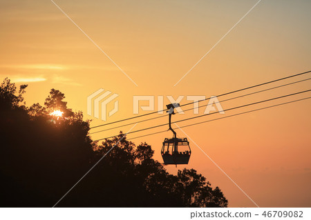 sunset view of Ngong Ping 360 cable car sunset view of Ngong Ping 360 cable car 46709082