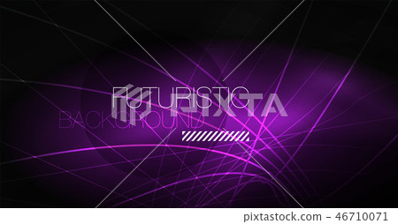 Digital technology abstract background - neon geometric design. Abstract glowing lines. Colorful 46710071