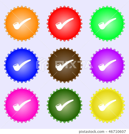 Smoking pipe icon sign. Big set of colorful, diver 46710607