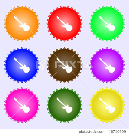Guitar icon sign. Big set of colorful, diverse, hi Guitar icon sign. Big set of colorful, diverse, hi 46710609