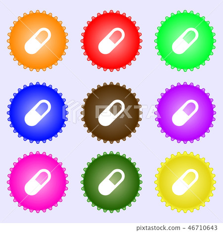 pill icon sign. Big set of colorful, diverse, high 46710643