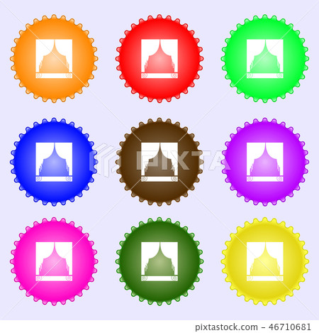 Window curtains icon sign. Big set of colorful, di 46710681