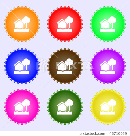 flooding home icon sign. Big set of colorful, dive 46710939