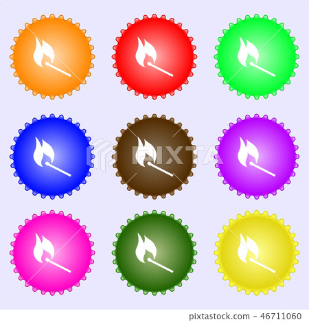 burning match icon sign. Big set of colorful, dive 46711060