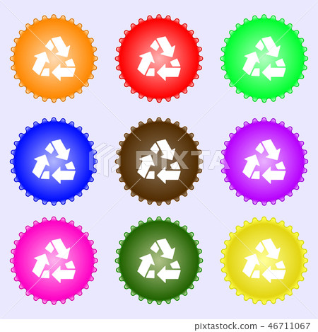 Recycle icon sign. Big set of colorful, diverse, h Recycle icon sign. Big set of colorful, diverse, h 46711067