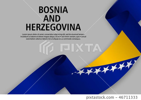 Waving ribbon with Flag, vector illustration 46711333