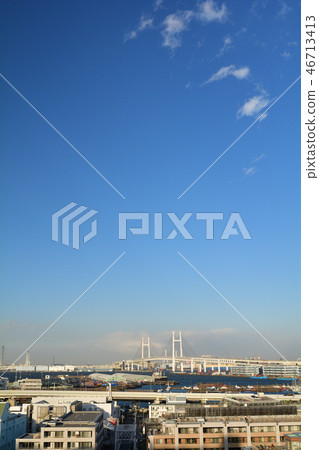 Landscape from hill park where Yokohama, harbor can be seen 46713413