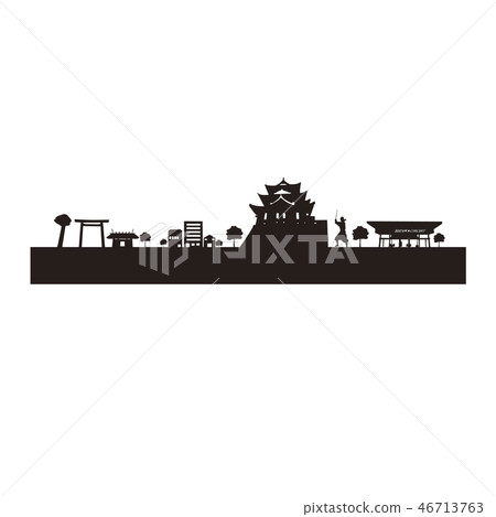 Mie cityscape silhouette Mie cityscape silhouette 46713763