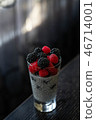 chia seed pudding with berries, healthy dessert 46714001
